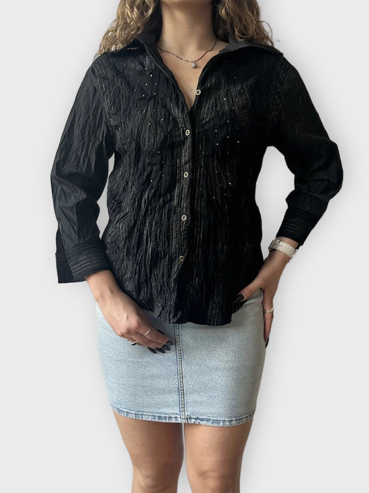 Y2K Black Button-Up Shirt (XL)