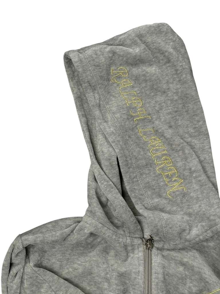detail view, Polo Ralph Lauren Grey Hoodie with Embroidered Polo Player, vintage Y2K second hand piece, image 4