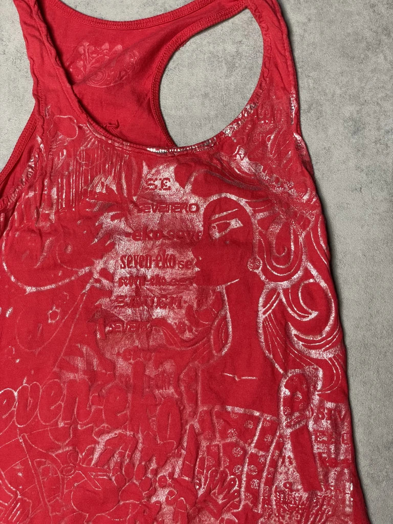 detail view, Red Tank Top, vintage Y2K second hand piece, image 4