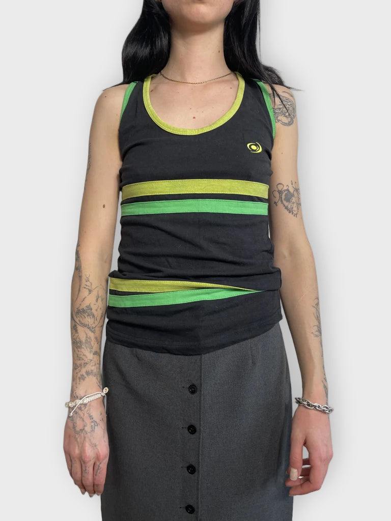 tank top with green striped (M)