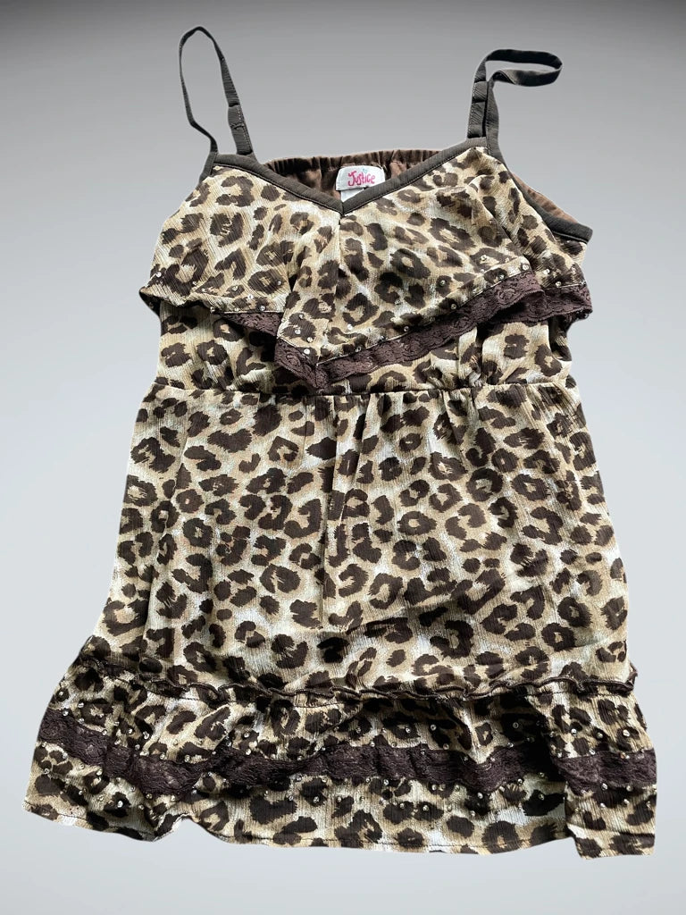 front view, Justice Leopard Layered Camisole, vintage Y2K second hand piece