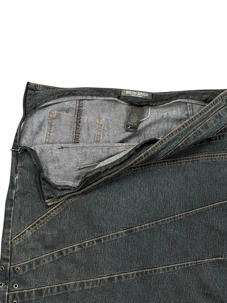 Black Asymmetrical Panel Denim Skirt (M)