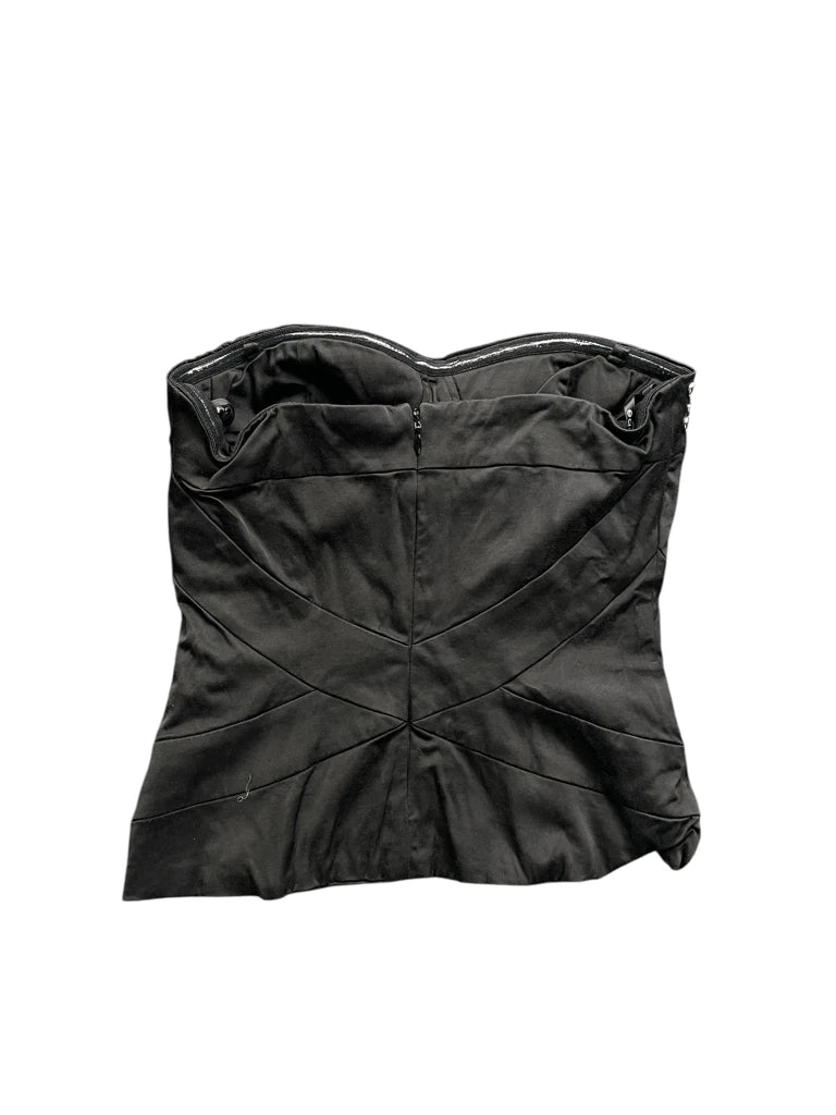 detail view, Bebe Black Studded Strapless Corset Top, vintage Y2K second hand piece