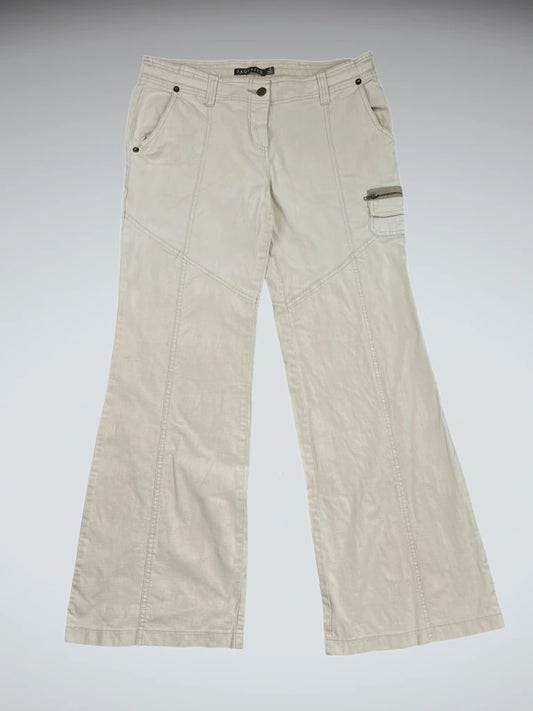 front view, Jaqueline Beige Wide-Leg Utility Pants, vintage Y2K second hand piece