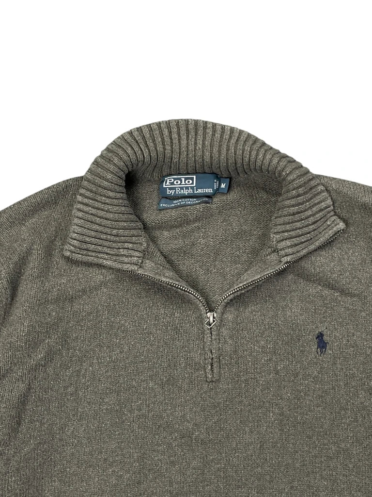 detail view, Polo Ralph Lauren Grey Half-Zip Vintage Sweater, vintage Y2K second hand piece, image 5