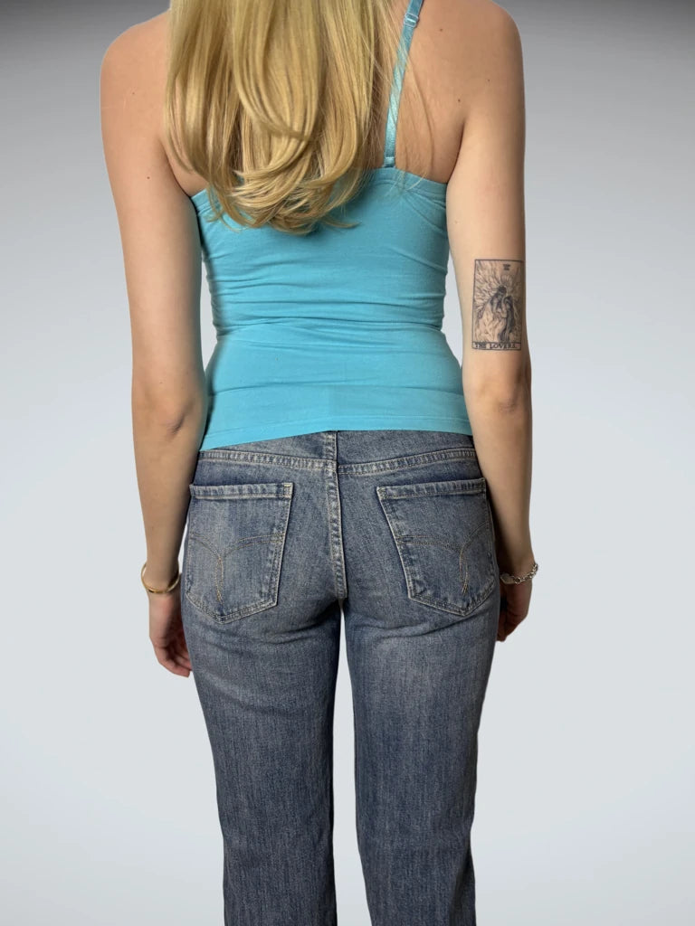 back view, Blue Beach Top, vintage Y2K second hand piece