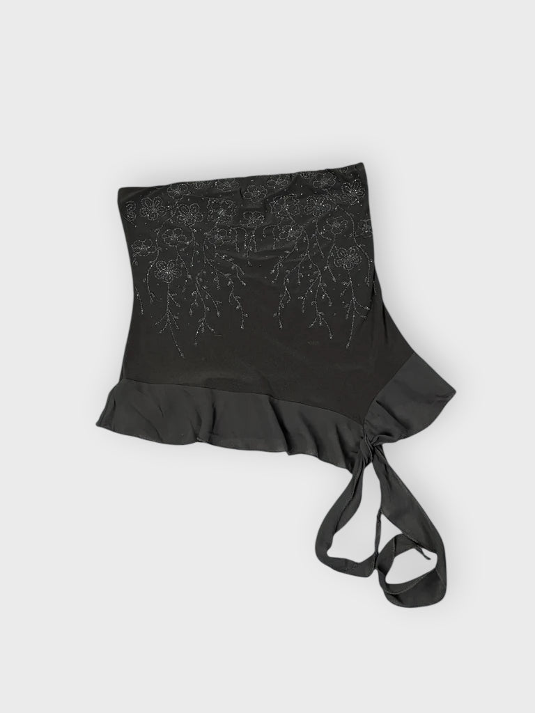 front view, Blise )Black Blossom Embroidered Top (S, vintage Y2K second hand piece