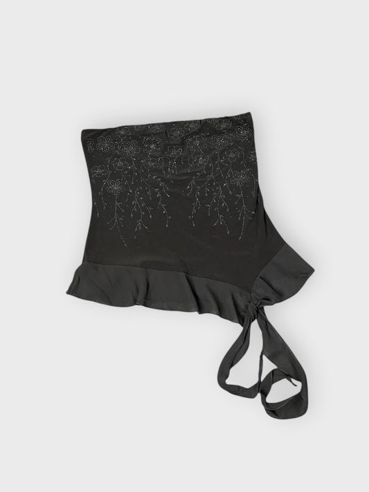 front view, Blise )Black Blossom Embroidered Top (S, vintage Y2K second hand piece