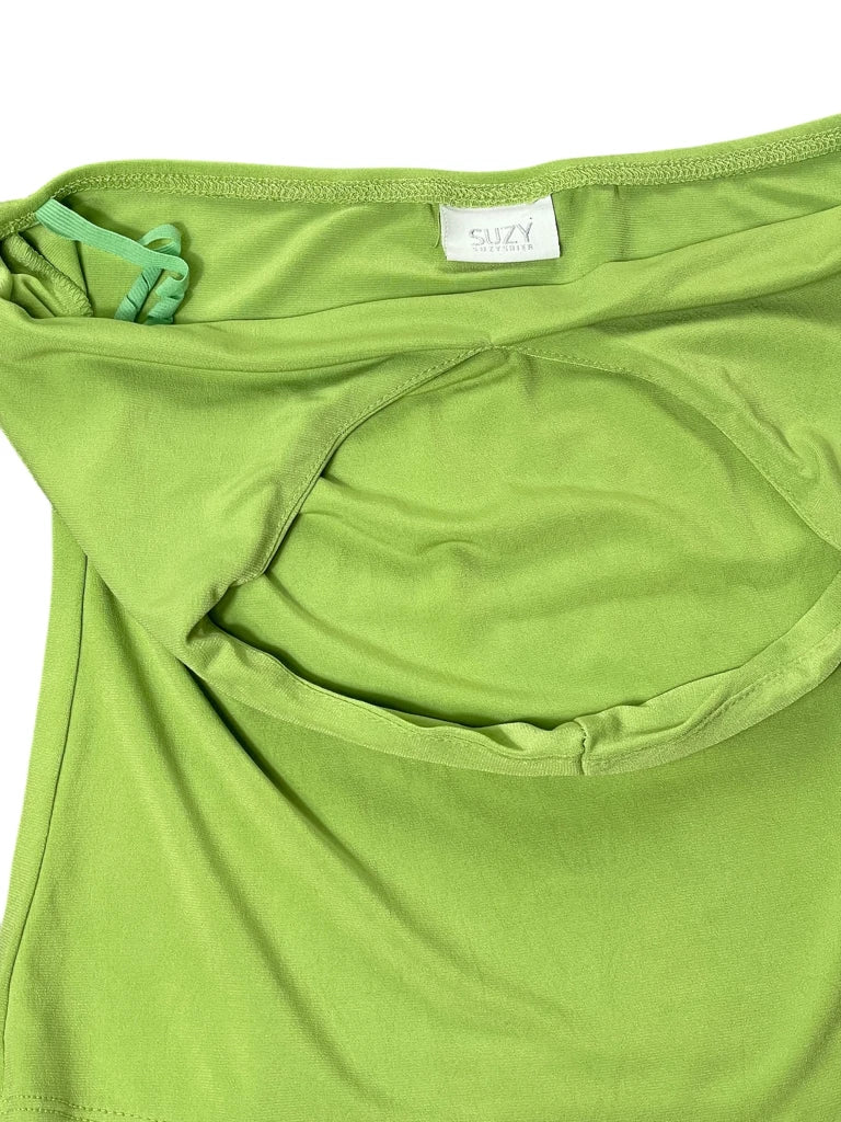 detail view, Suzy Lime Halter Neck Vintage Top, vintage Y2K second hand piece, image 5