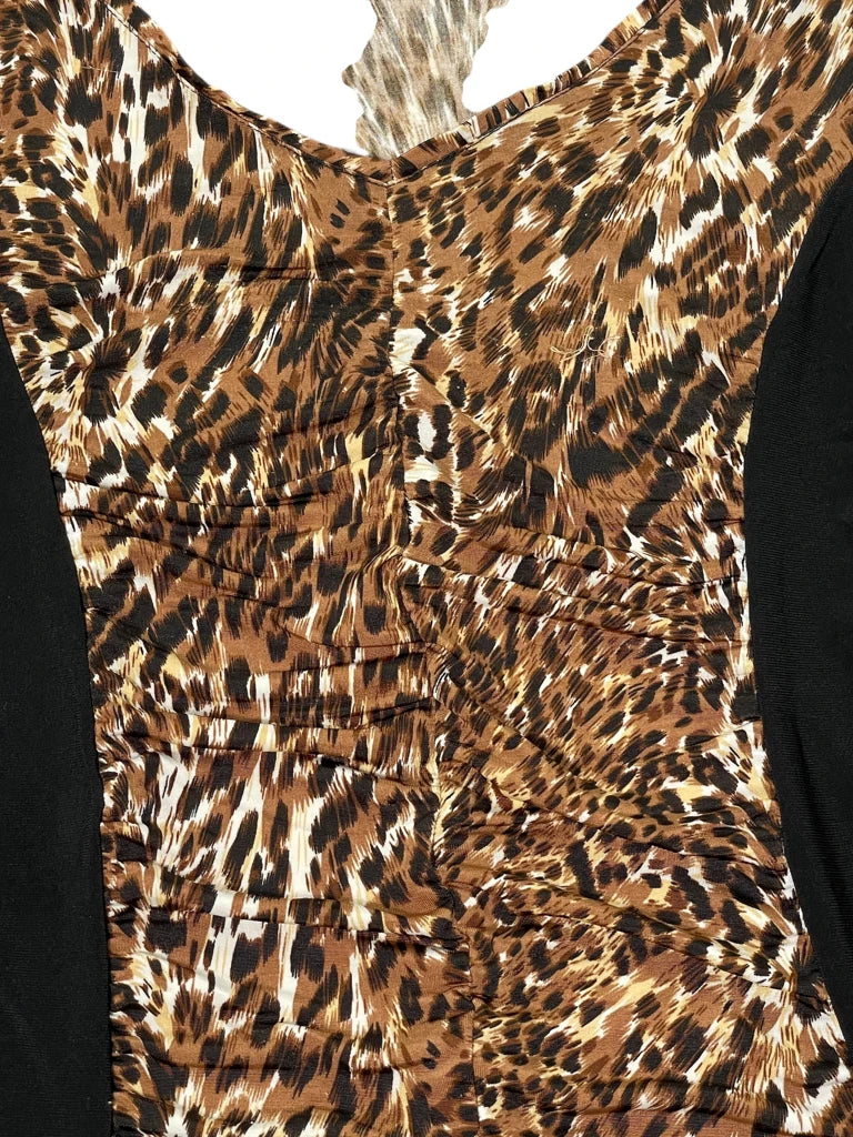 detail view, Joseph Rilkoff Wildcat Panel Leopard Top, vintage Y2K second hand piece