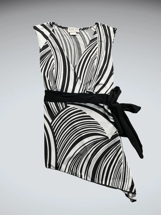 front view, MKM Design Zebra Print Belted Asymmetric Top, vintage Y2K second hand piece