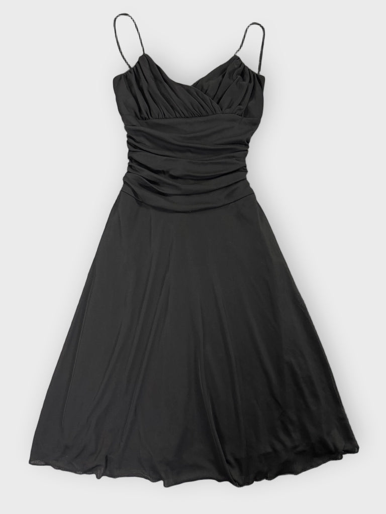 back view, B Darlin Timeless Black Ruched Evening Dress, vintage Y2K second hand piece