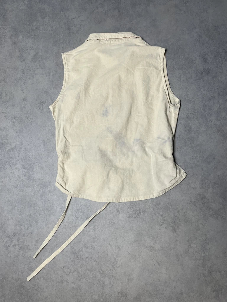 detail view, Lailio Beige Sleeveless Shirt, vintage Y2K second hand piece, image 5