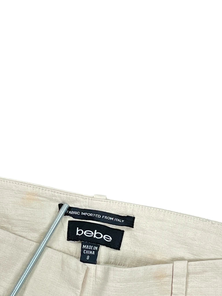 detail view, Bebe Beige Linen-Blend Tailored Suit Pants, vintage Y2K second hand piece