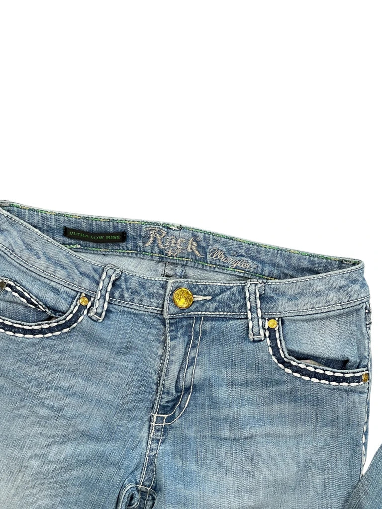 detail view, Rock Light Blue Denim Jeans, vintage Y2K second hand piece