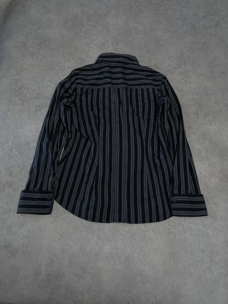detail view, New York & Company Black Striped Shirt, vintage Y2K second hand piece, image 5