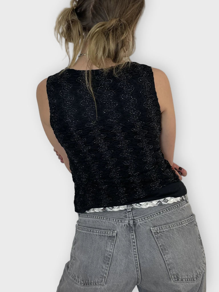 back view, AB Studio Glitter Top, vintage Y2K second hand piece