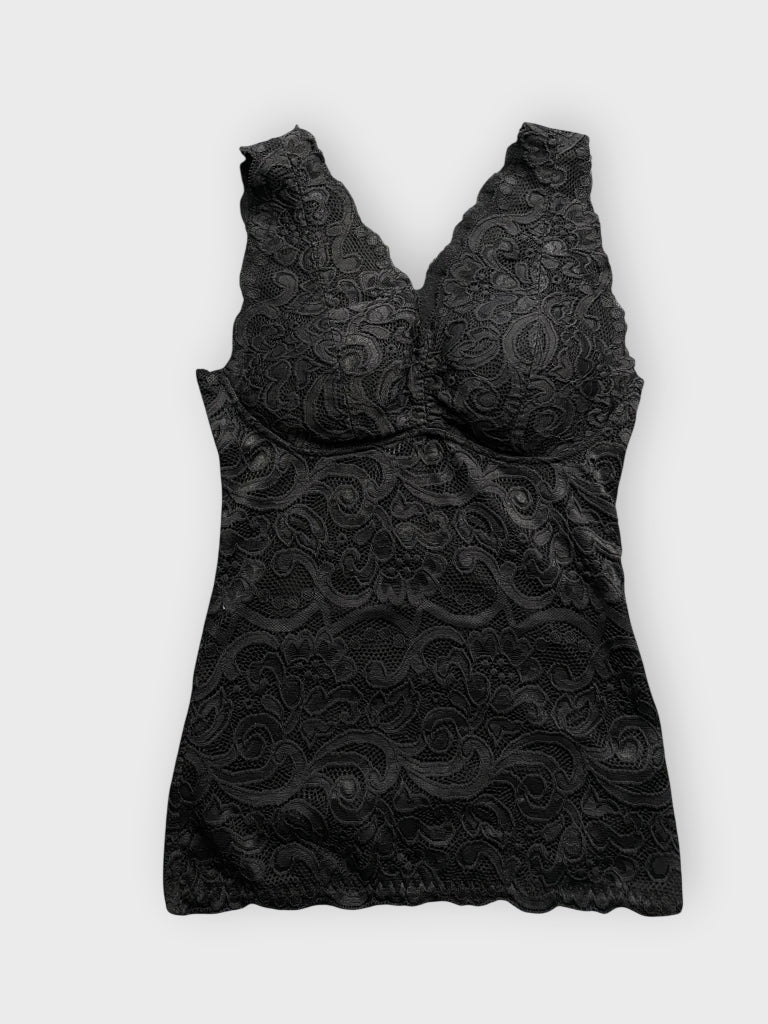 Black Romantic Lace Lingerie-Inspired Top (S)
