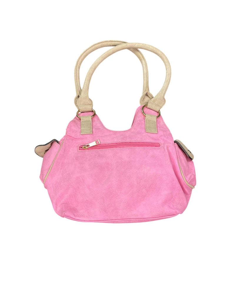 back view, Pink Braided Accent Shoulder Bag (ONESIZE), vintage Y2K second hand piece