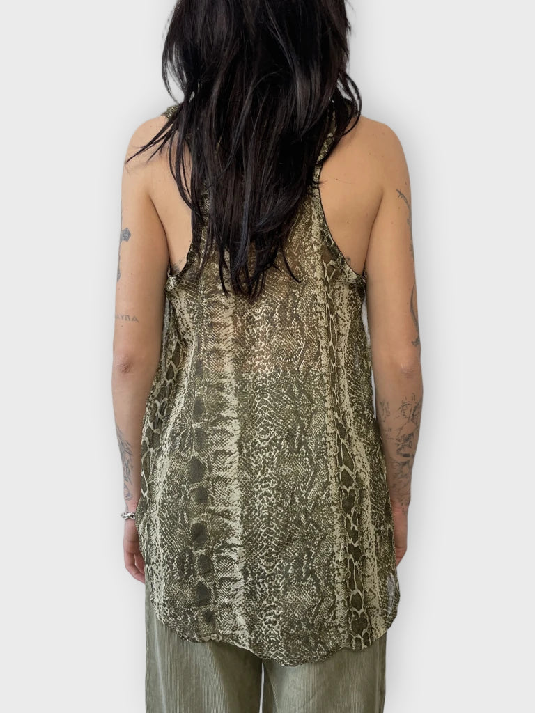 back view, Thena Snake Sheer Top, vintage Y2K second hand piece