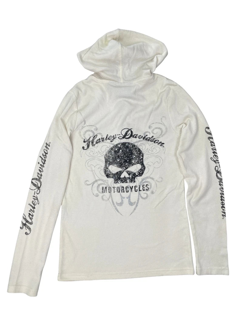 detail view, Harley-Davidson Harley Davidson Beige Knit Sweater, vintage Y2K second hand piece, image 4