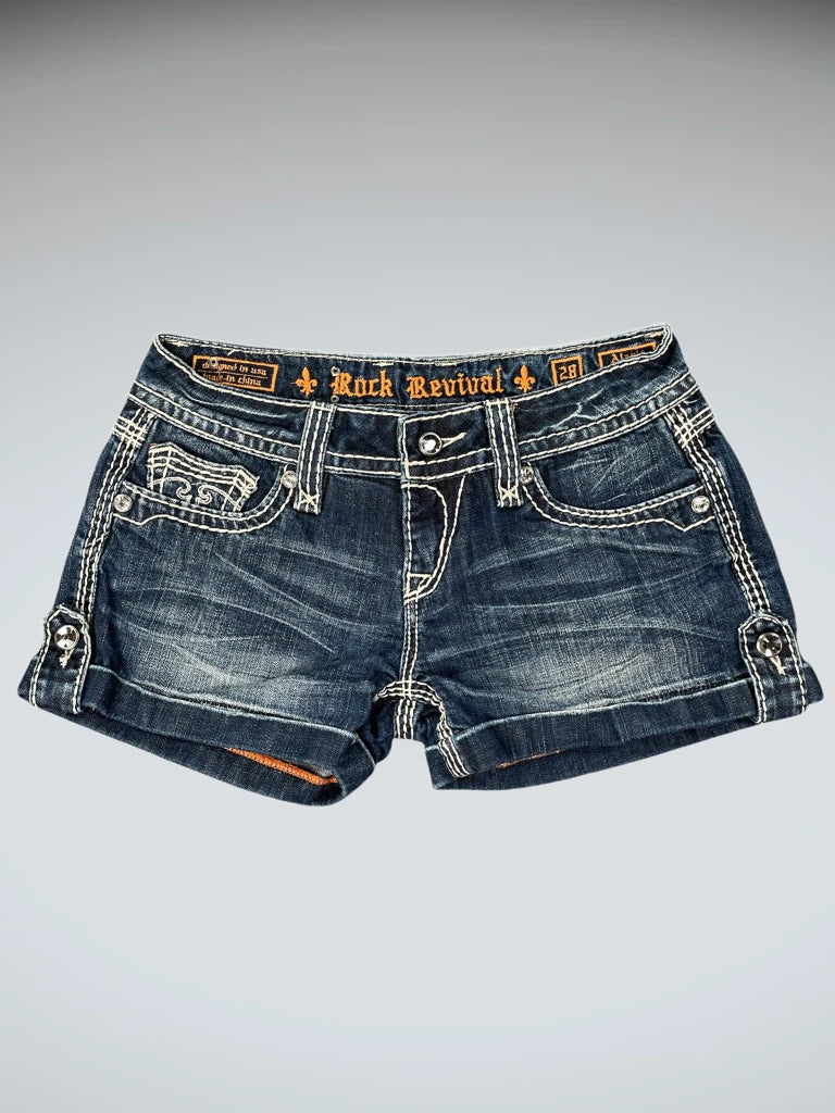 front view, Rock Revival denim hotpants, vintage Y2K second hand piece
