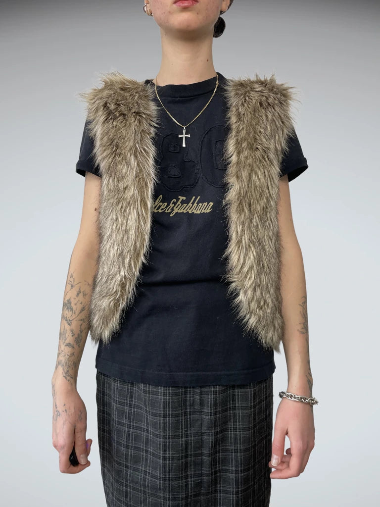 front view, Take Out Fur Gilet, vintage Y2K second hand piece