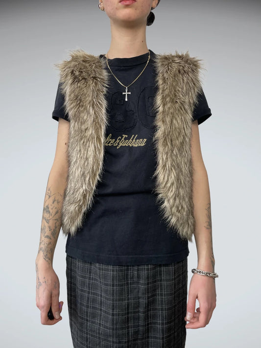 front view, Take Out Fur Gilet, vintage Y2K second hand piece