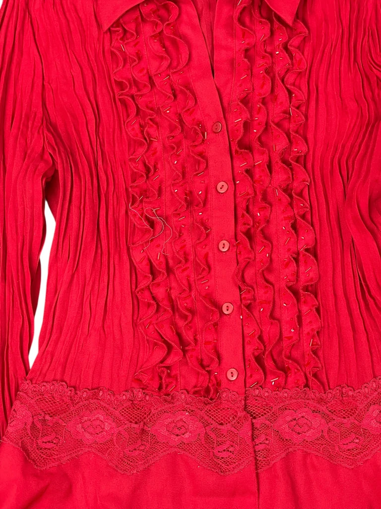 detail view, Sunny Leigh Red Dress Top, vintage Y2K second hand piece, image 4