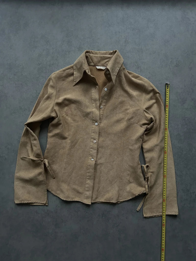 detail view, V.B. Collection Beige Wide Sleeve Shirt, vintage Y2K second hand piece, image 9