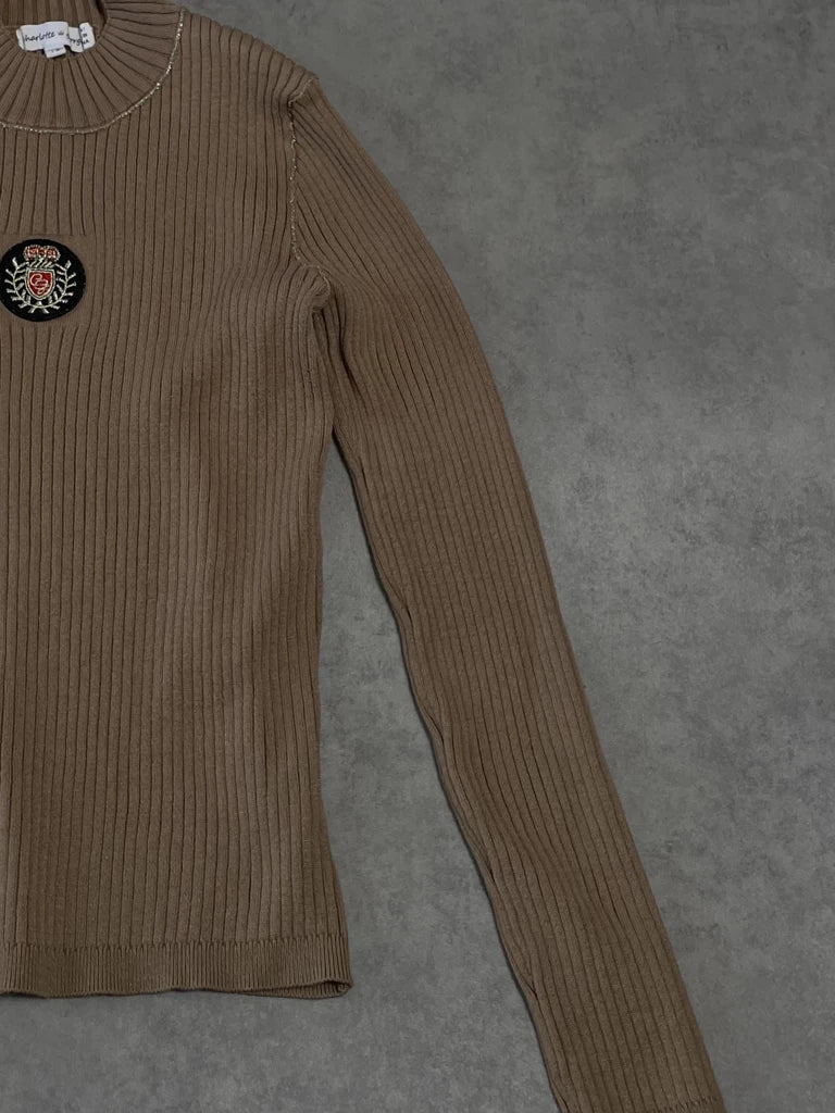 detail view, Charlotte George Beige Jumper, vintage Y2K second hand piece, image 4