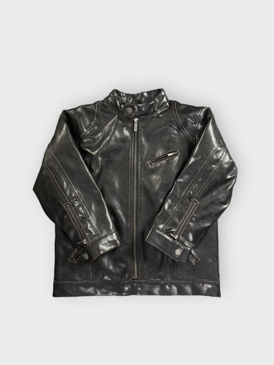 front view, Kenneth Cole Reaction Black Leather Jacket Women, vintage Y2K second hand piece