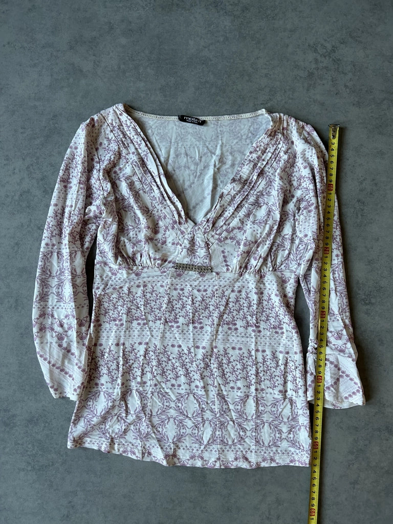 detail view, Motivi Y2K Pink Sleeve Top, vintage Y2K second hand piece, image 9