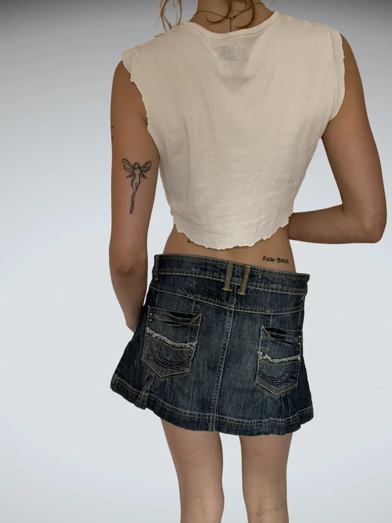 Blue Denim Skirt with Buttons (S)