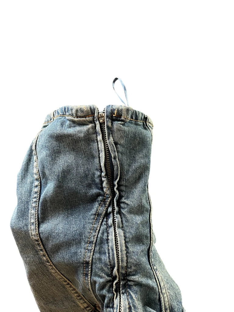 detail view, Y2K Denim Corsage Top im Tube-Style, vintage Y2K second hand piece, image 4