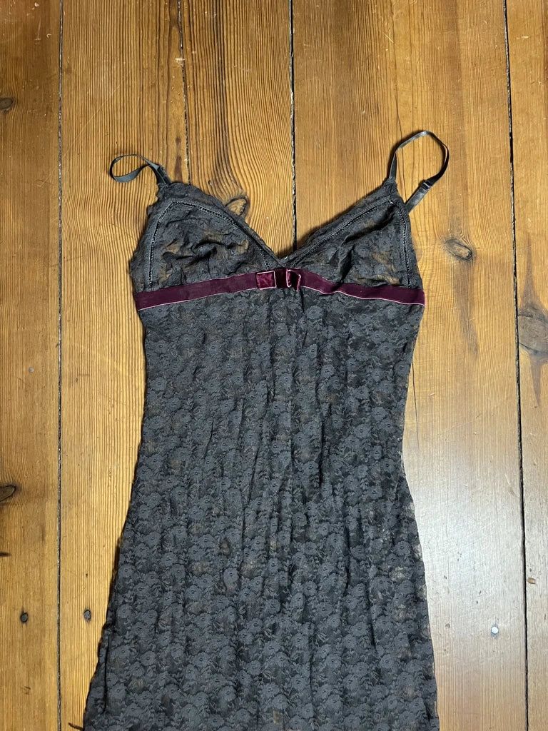 Grey Lacy See-Through Dress (S)