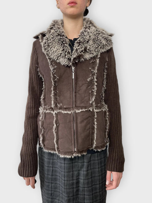 front view, John Richmond Fur Jacket, vintage Y2K second hand piece