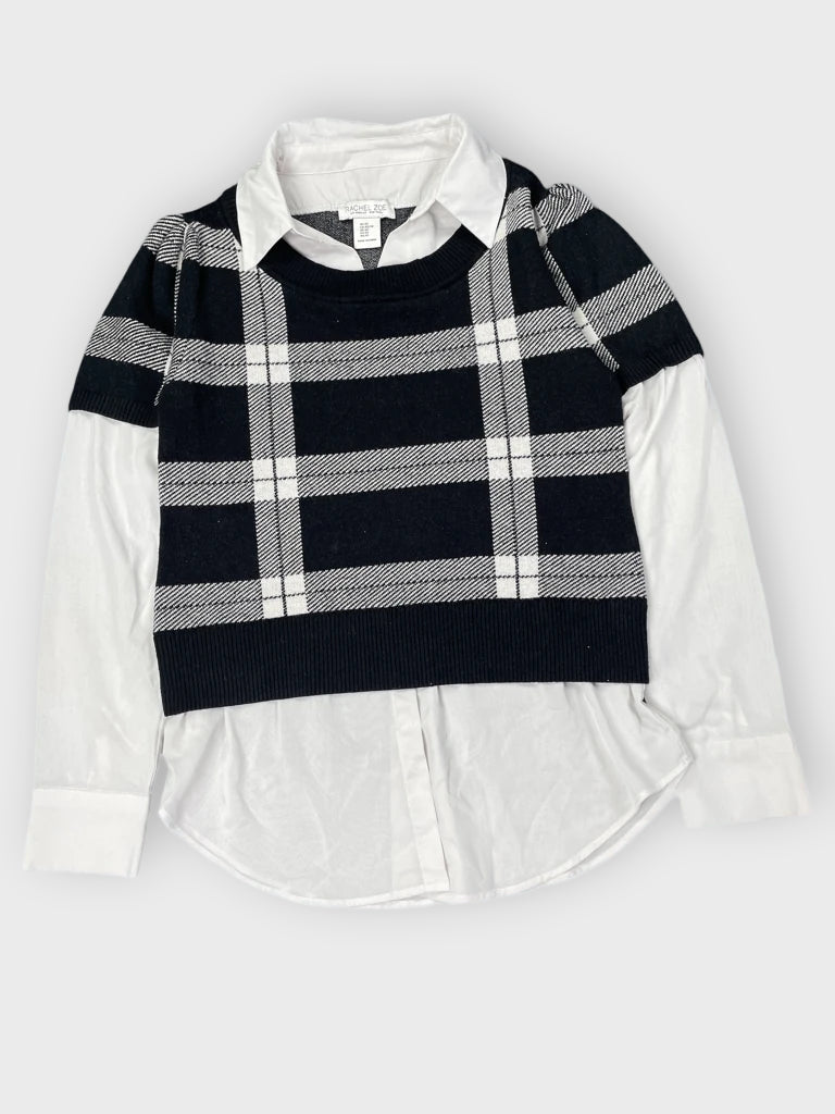 front view, Rachel Zoe Checkered Black Sweater, vintage Y2K second hand piece