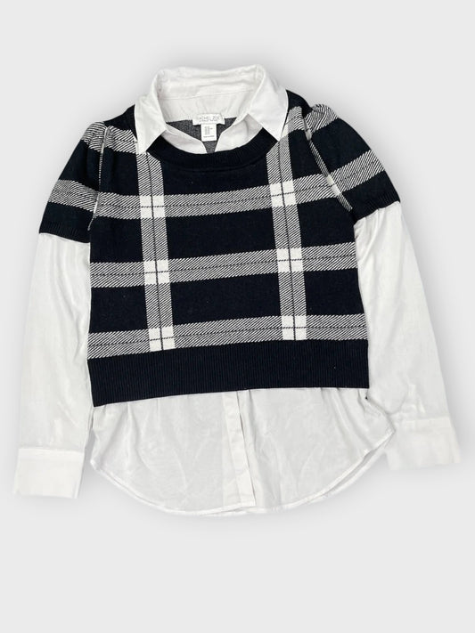front view, Rachel Zoe Checkered Black Sweater, vintage Y2K second hand piece
