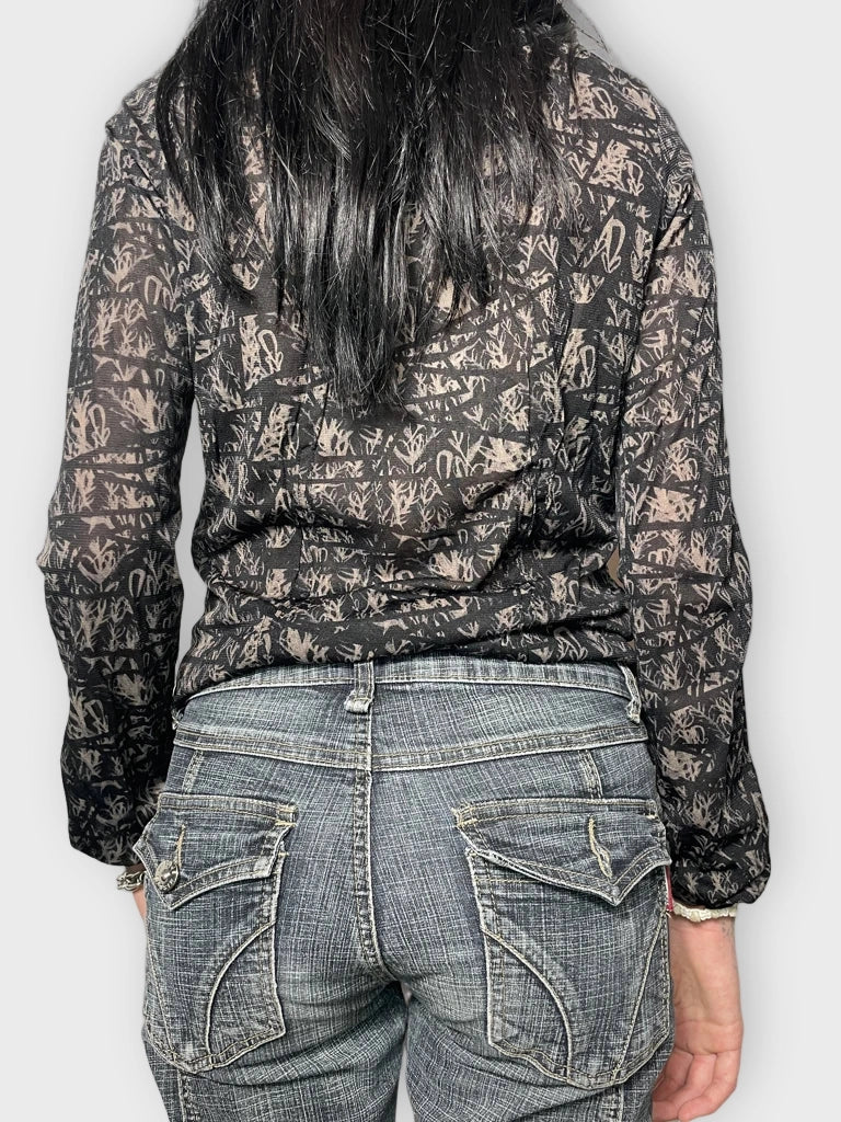 back view, Colorado Shirt with Forest Shadow Print, vintage Y2K second hand piece