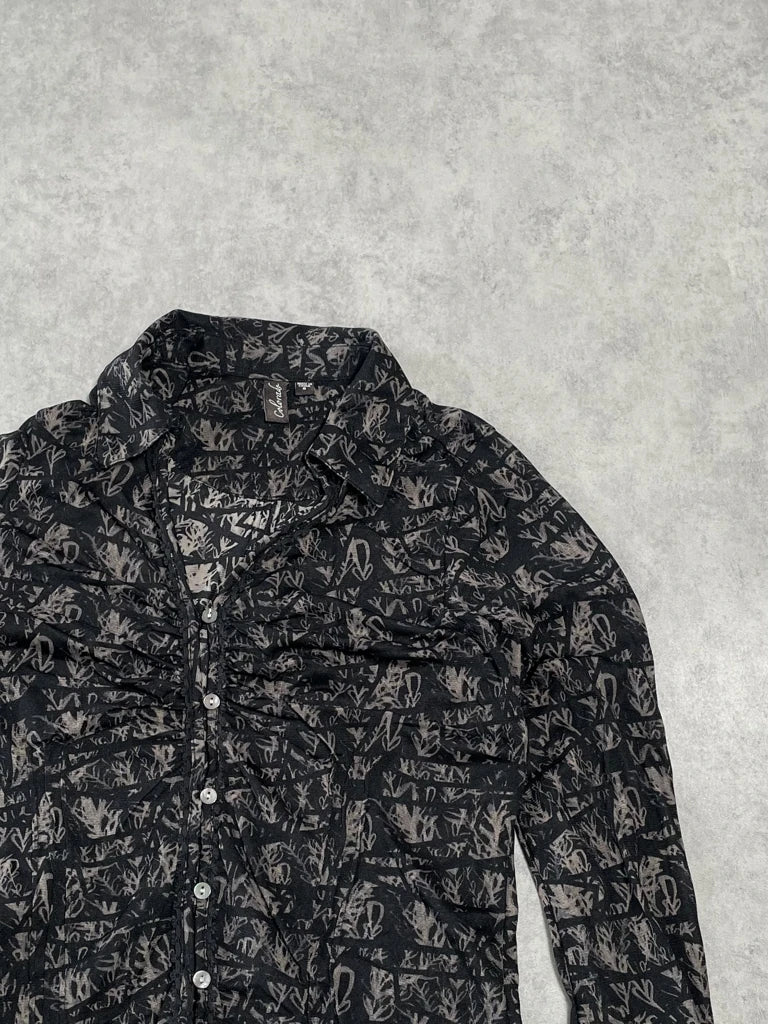 detail view, Colorado Shirt with Forest Shadow Print, vintage Y2K second hand piece