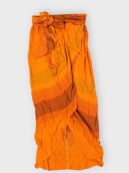 Orange high-waist polyester skirt (S)