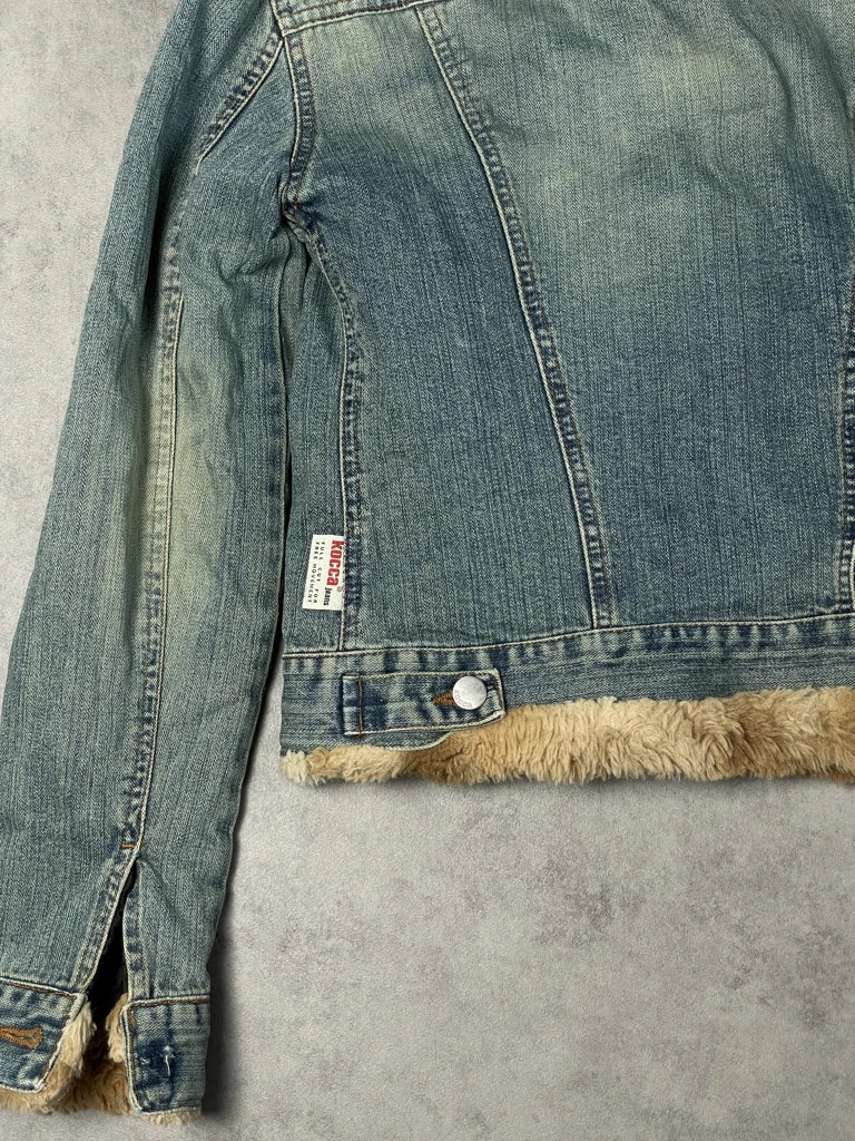 detail view, Kocca Fur Jeans Jacket, vintage Y2K second hand piece, image 4
