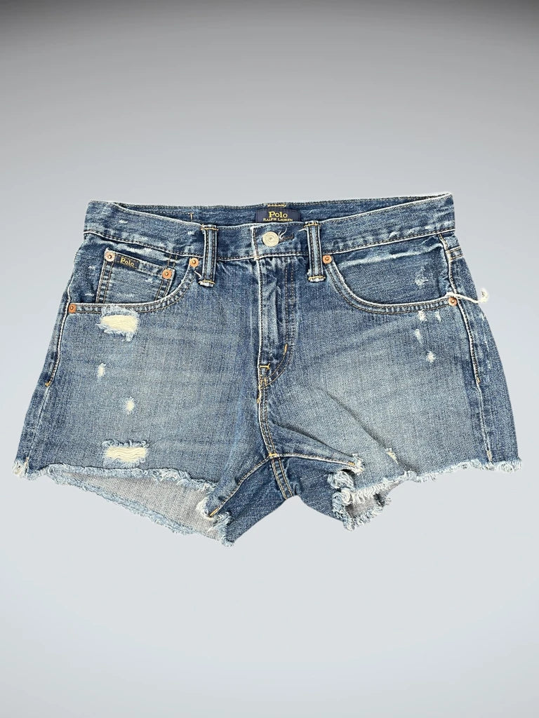 detail view, Polo Ralph Lauren Classic Cutoff Denim Hotpants, vintage Y2K second hand piece