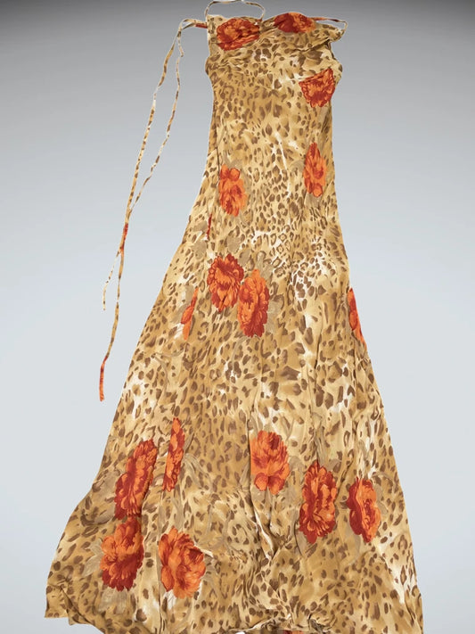 front view, Tropical Bloom Maxi Dress, vintage Y2K second hand piece