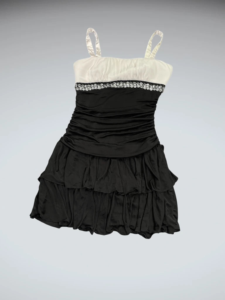 front view, Jolie Urban Noir Chic Mini Dress, vintage Y2K second hand piece