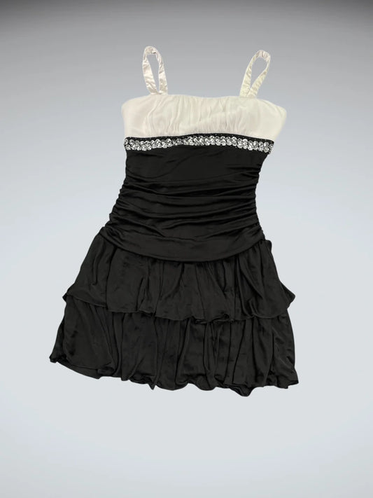 front view, Jolie Urban Noir Chic Mini Dress, vintage Y2K second hand piece