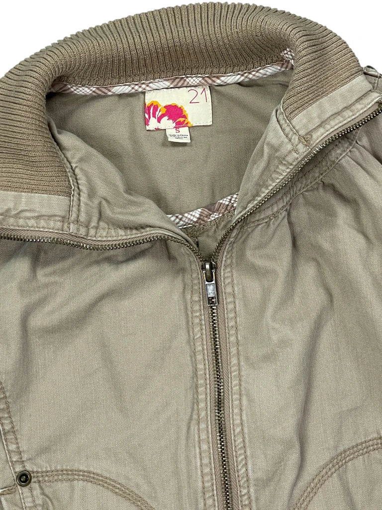 detail view, 21 Beige Fitted Zip-Up Jacket, vintage Y2K second hand piece, image 4