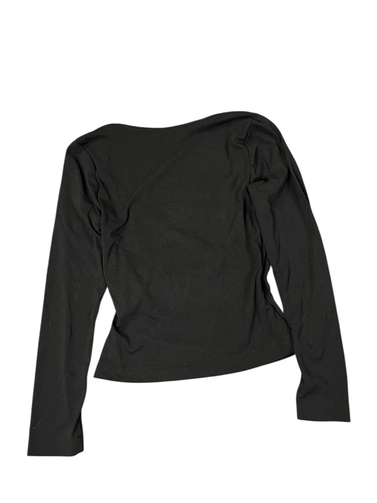 back view, La Belle Open Chest Black Top, vintage Y2K second hand piece