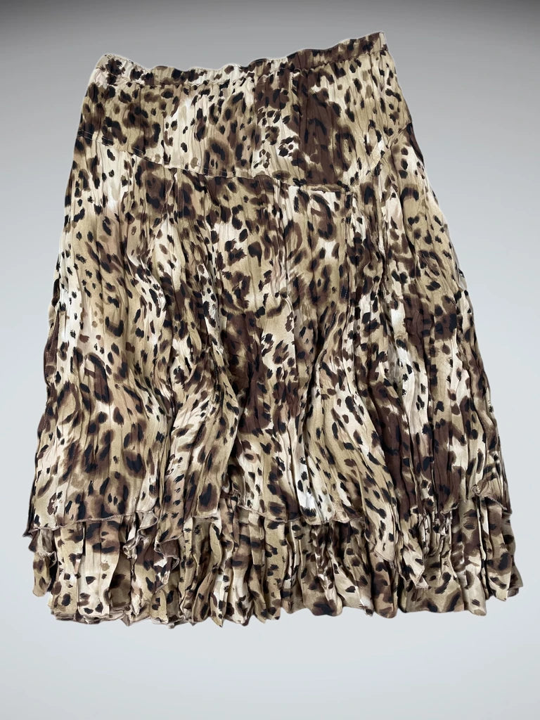 front view, Gold animal pattern skirt by Allison Taylor, vintage Y2K second hand piece